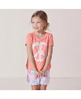 Lands' End Girls Short Sleeve Tee and Shorts Pajama Set