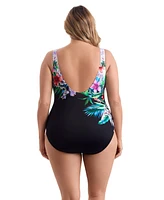 Longitude by Mimi Flamingo Tidal Swoon Panel Scoopneck Tank One Piece Swimsuit