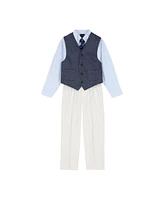 Nautica Toddler and Little Boys Textured Printed Knit Duo Vest Set with Tie