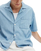 Cotton On Men's Denim Box Fit Short Sleeve Shirt