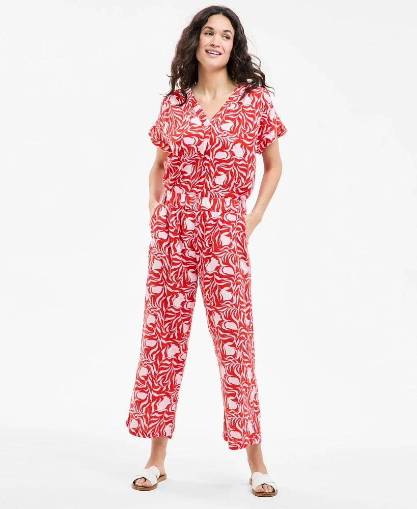 Style & Co Women's Printed Cotton Gauze Cropped Pull-On Pants, Exclusively at Macy's