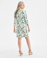 Style & Co Women's Striped 3/4-Sleeve Boat-Neck Dress, Exclusively at Macy's