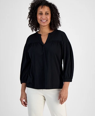 Style & Co Women's 3/4 Sleeve Split-Neck Top, Exclusively at Macy's