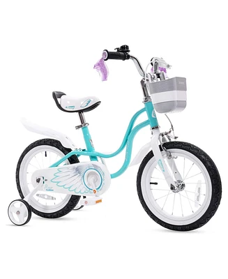 RoyalBaby Princess Girl Kids Bicycle 14" with Training Wheels, Swan/Blue