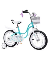 RoyalBaby Princess Girl Kids Bicycle 14" with Training Wheels, Swan/Blue