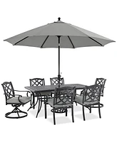 Wythburn Outdoor Dining 7pc Set (72"x 38" Table & 4 Scroll Chairs 2 Swivel Chairs)
