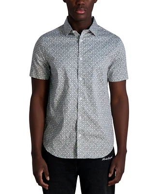 Karl Lagerfeld Paris Men's Regular-Fit Double Ll Logo-Print Button-Down Shirt