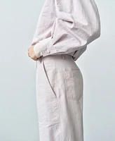 Mango Women's Decorative Seams Wide Leg Pants