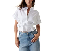 Guess Women's Julie Solid Tie-Front Button-Down Top