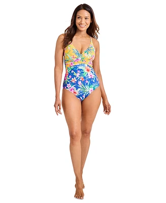 Tommy Bahama Women's Twist-Front Colorblocked Swimsuit