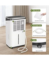 Kismile 45Pints/Day Dehumidifier for Home, Basement & Garage, Low Noise, 6500ML Water Tank, Auto Drain Hose, Intelligent Humidity Control