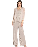 R & M Richards 3-Pc. Jacket, Lace Top Wide-Leg Pants Set