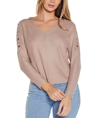 Belldini Women's Embellished V-Neck Knit Top