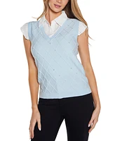 Belldini Women's Two-Fer Pullover Sweater