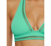 Becca Women's Modern Edge Rib-Knit Halter Bikini Top