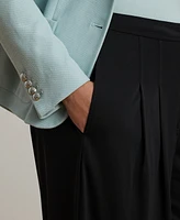 Lauren Ralph Plus Pleated Stretch Jersey Wide-Leg Pants