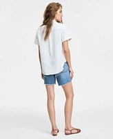 Levis Womens Darlene Short Sleeve Shirt 501 Straight Fit Denim Shorts