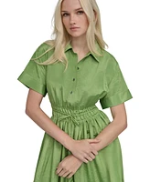 Dkny Women's Drawstring-Waist Short-Sleeve Shirtdress