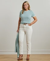 Lauren Ralph Plus Two-Tone Short-Sleeve Sweater