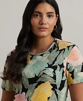 Lauren Ralph Plus Floral Stretch Cotton Crewneck Tee