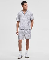 Mode of One Men's Woodgrain Relaxed-Fit Printed Button-Down Shiny Twill Camp Shirt, Exclusively at Macy's
