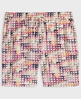 Mode of One Men's Squared Up Relaxed-Fit Geo-Print 6-1/2" Shiny Twill Shorts, Exclusively at Macy's