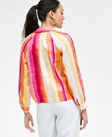 I.n.c. International Concepts Women's Printed Tie-Front Blouse, Exclusively at Macy's
