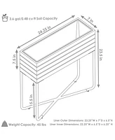 Slatted Acacia Wood Raised Garden Bed with Legs - Oil-Stained Finish - Powder-Coated Steel Frame - Removable Insert - 23.5-Inch H