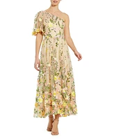 Women's One Shoulder Lace Embroidered Dress