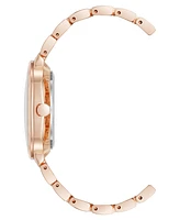 Nine West Women's Quartz Rose Gold-Tone Metal Alloy Embossed Floral Dial Watch, 32mm