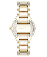 Nine West Women's Quartz White and Gold-Tone Metal Alloy Watch, 34mm