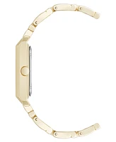 Nine West Women's Quartz Rectangular White and Gold-Tone Metal Alloy Watch, 24mm