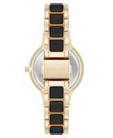 Nine West Women's Quartz Round Enamel and Gold-Tone Metal Alloy Watch