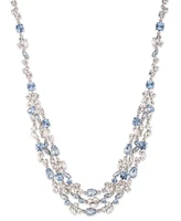 Givenchy Silver-Tone Mixed Crystal Layered Necklace, 16" + 3" extender