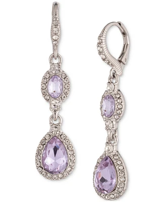 Givenchy Pave & Stone Halo Double Drop Earrings