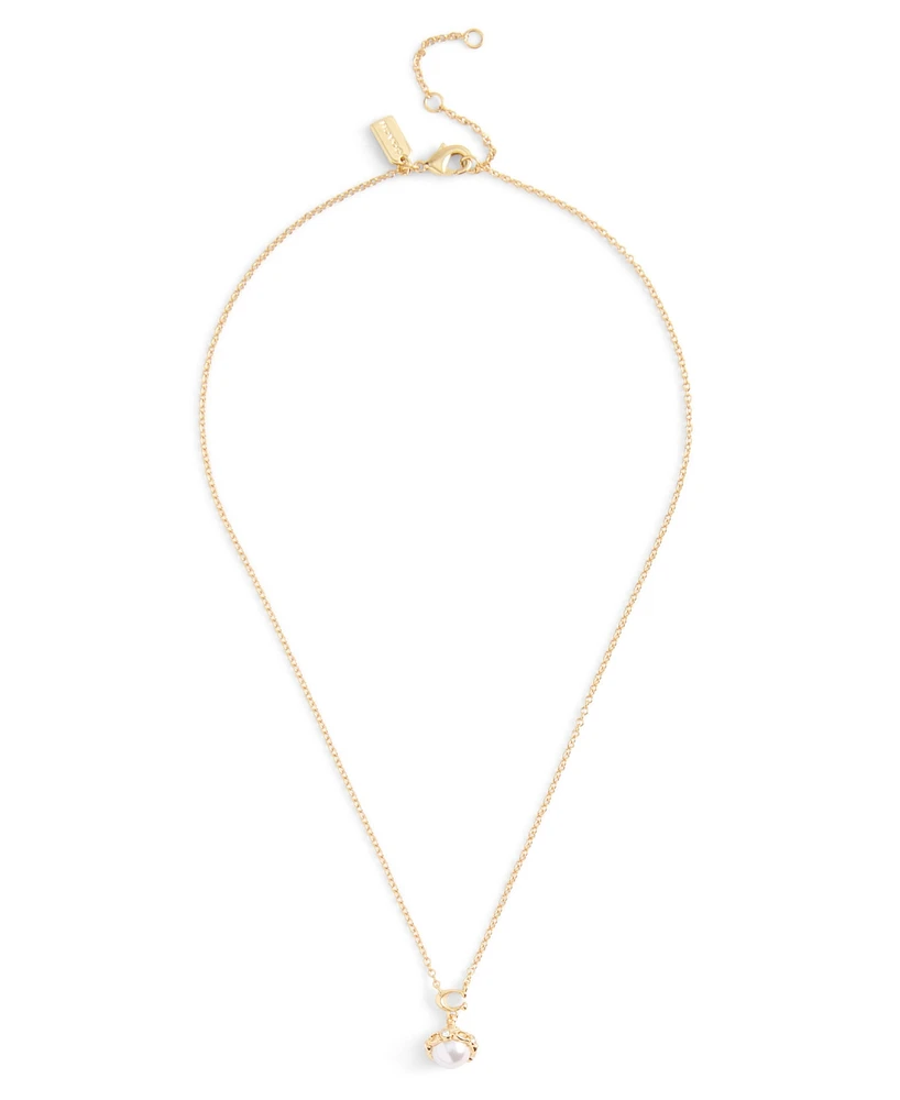 Coach Faux Stone Signature Cultivated Pearl Orb Pendant Necklace