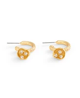 Coach Faux Stone Floral Huggie Hoop Earrings