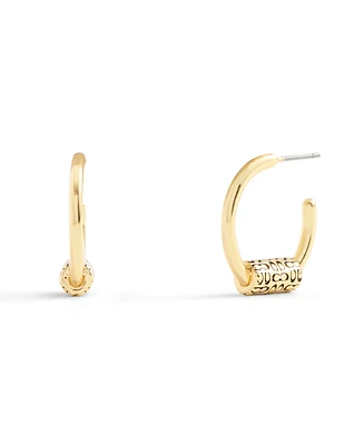 Coach Small Signature Quilted Tube Huggie Earrings