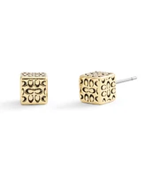 Coach Gold Signature Quilted Cube Stud Earrings