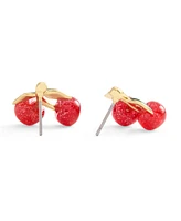 Coach Red Enamel Cherry Cluster Stud Earrings