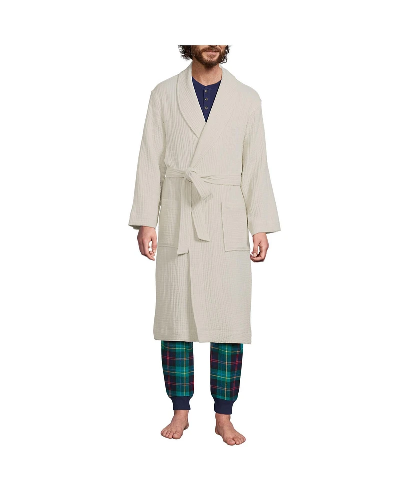 Lands' End Men's Calf Length Gauze Robe