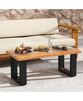 Teak Wood Patio Table with River Feel Tabletop For Outdoor