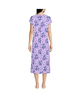 Lands' End Women's Short Sleeve Cooling Midi Nightgown