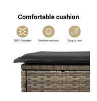 4 Piece Patio Lounge Set with Cushions Gray Poly Rattan