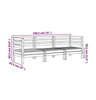 Patio Sofa 3-Seater Wax Brown Solid Wood Pine
