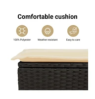 Patio Chair with Cushions Black Poly Rattan