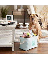 Bone Dry Collapsible Pet Storage Bin with Rope Handles Solid Paw Print