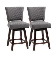 Set of 2 Swivel Counter Height Bar Stools with Rubber Wood Legs for Kitchen Island, Dining Room, Home Bar-The Pop Home