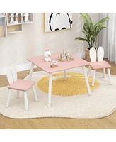 3 Pieces Kids Table and Chairs Set for Arts Crafts Snack Time