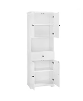 Tall Bathroom Cabinet with Four Doors, Large Storage Space Open Shelve, Upper Storage Cabinet, White